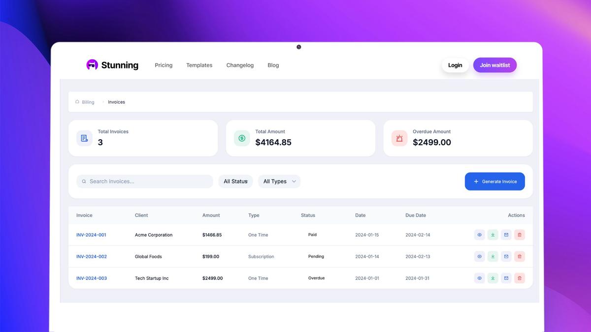 Invoicing System Interface